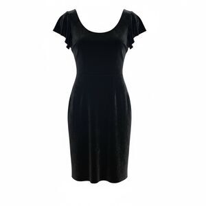 London Times Velvet Ruffle Sleeve Dress